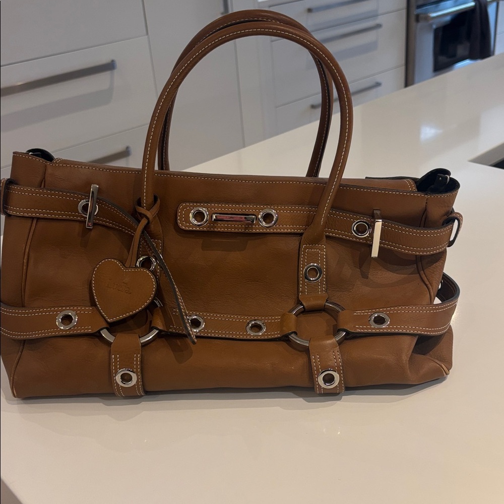 Luella Giselle Tan Leather Handbag with Heart Charm